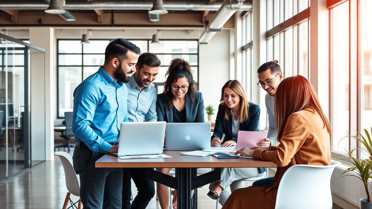 TPG team collaborating in modern office space, showing company culture and teamwork