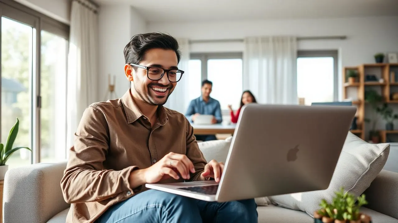Insurance agent working from home with family, showcasing work-life balance and flexibility